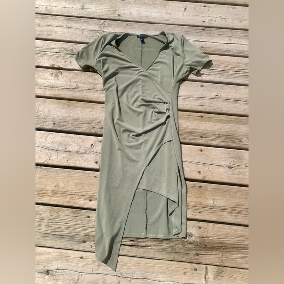 💜 Streetwear Society Olive Green Wrap-Style Dress | Size Large - Picture 2 of 9